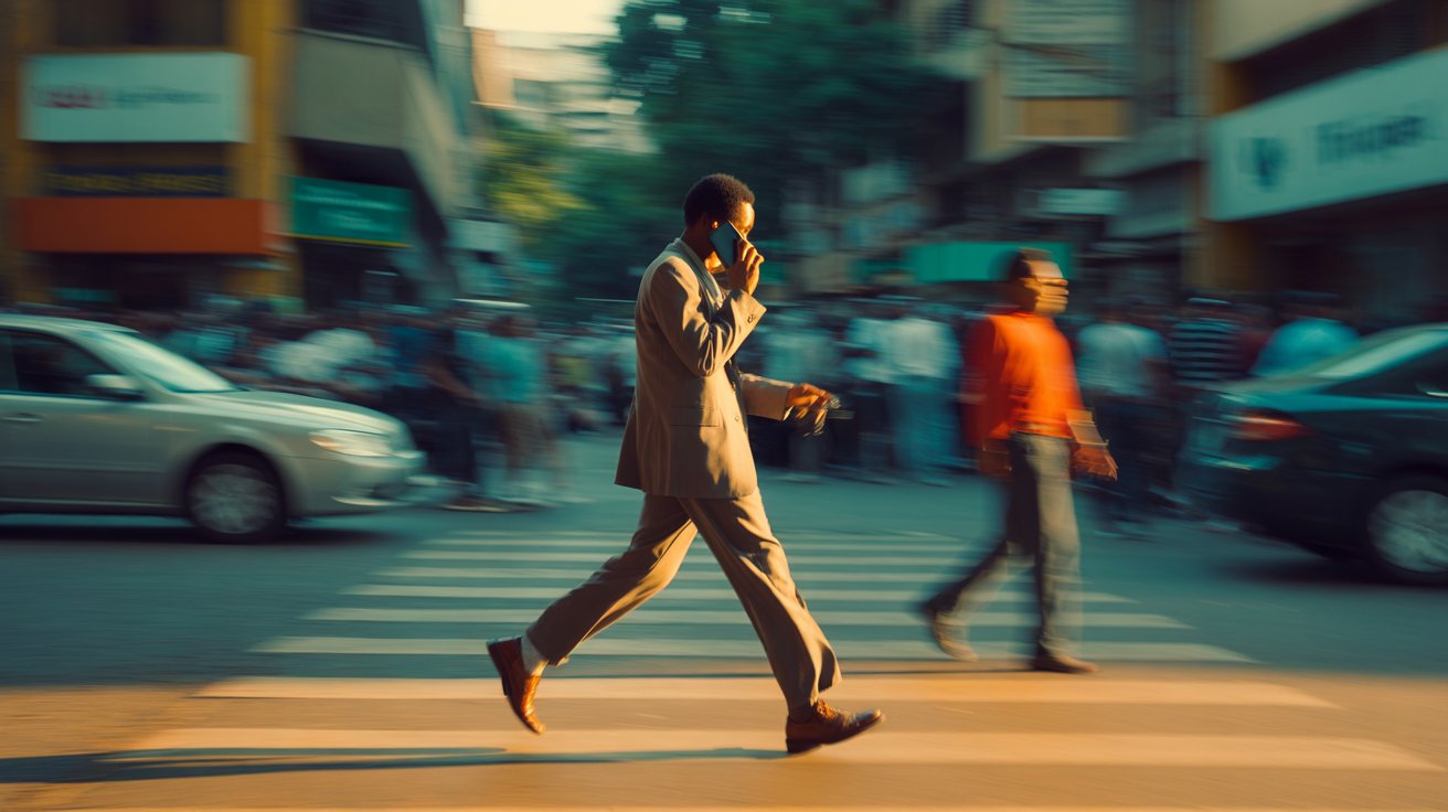 Urban crosswalk with motion blur